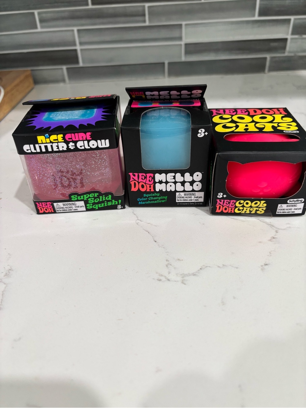 Authentic bundle Nee Dohs cool cat, glitter and glow, mello mallo